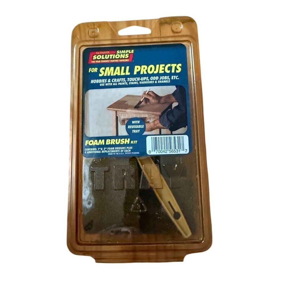 EZ Painter Foam Brush Kit Small Projects w/ Reusable Tray 1in 2in +4